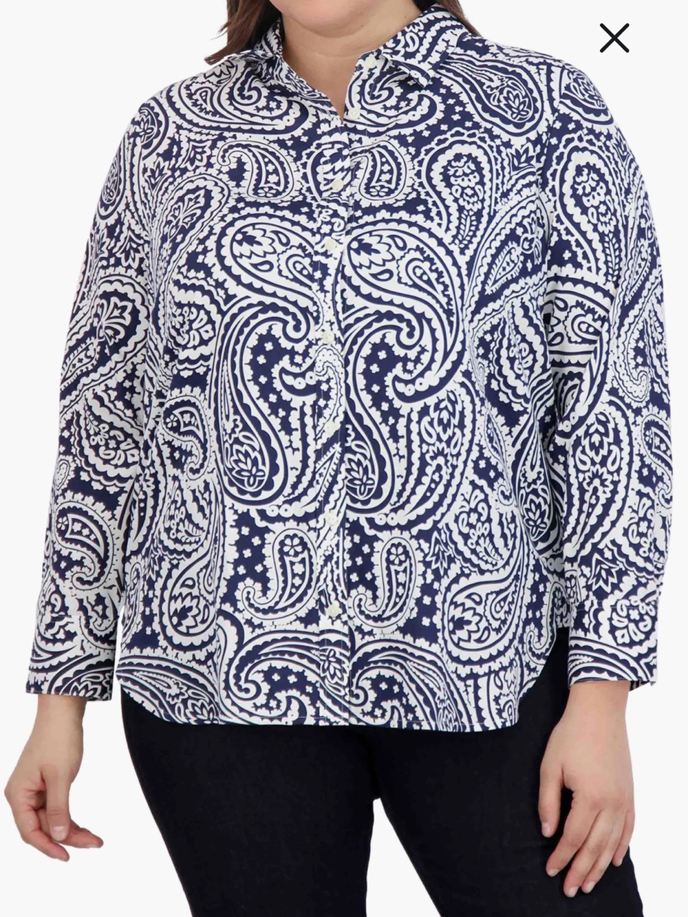 Foxcroft Wrinkle Free Women's 3X Paisley Button Up Shirt Shaped Office Career
